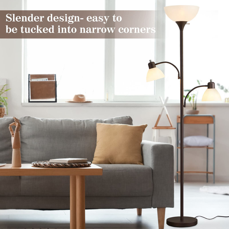 Mapleview 72'' Black Tree Floor Lamp, White, Brown