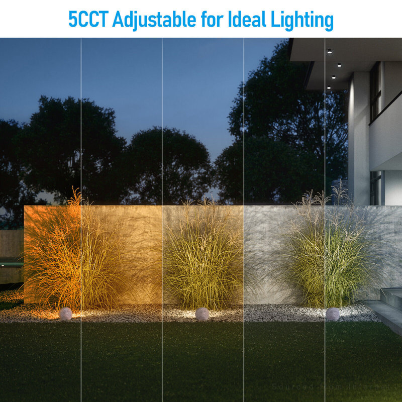 5CCT LED Outdoor Rock Lights, 5W Low Voltage Landscape Spotlights, Round Stone Light, Light Gray