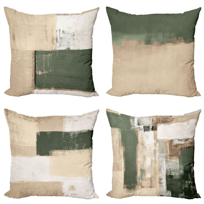 Reversible Pillow Cover, 24" H x 24" W, Evergreen / Beige