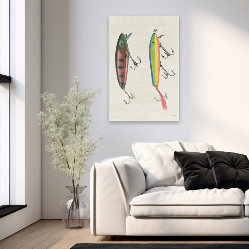 Cream And Fish Waters Edge V Art, 36" H x 24" W