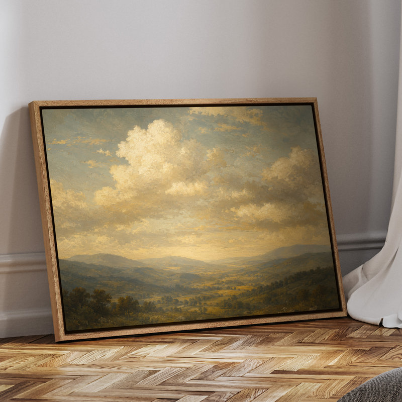 Art mural encadré sur toile - Grand paysage de Golden Hills avec ciel nuageux dramatique - 16 po x 24 po, 24 po x 36 po