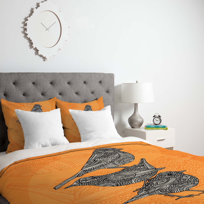Housse de couette Little Birds, Housse de couette pour grand lit et 2 taies décor, Poids léger