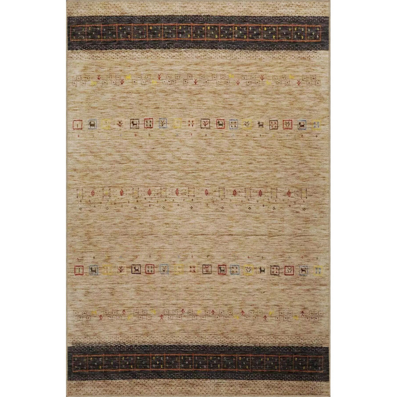 Tapis décoratif lavable à la machine en paille, Sous-tapis rectangulaire de 3 pi 3 po x 4 pi 11 po