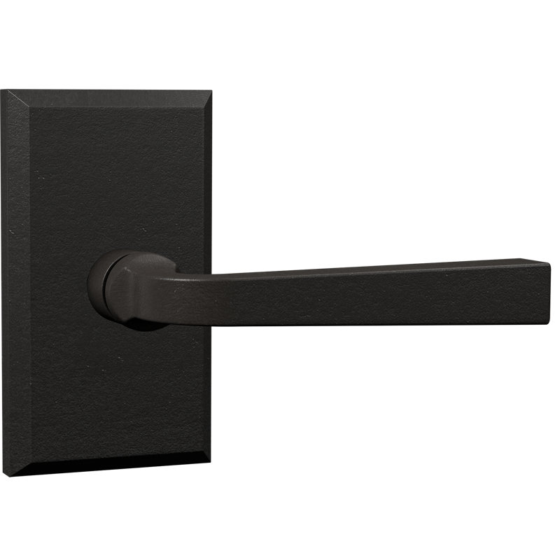 Poignée de porte avec rosette rectangulaire, Bronze vieilli