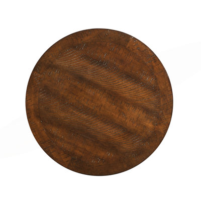 Transitional Style 1pc Round End Table With Lower Display Shelf