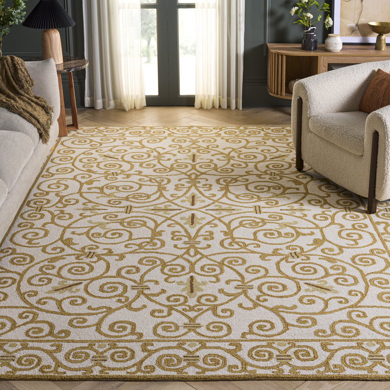 Bissette Hand Hooked Wool Pile Oriental Rug, Rectangle 8' x 10'