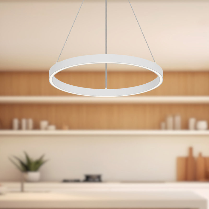 Luminaire suspendu unique à 1 lumière Cerchio, Blanc, H 1,375 po x l 17,75 po x P 17,75 po