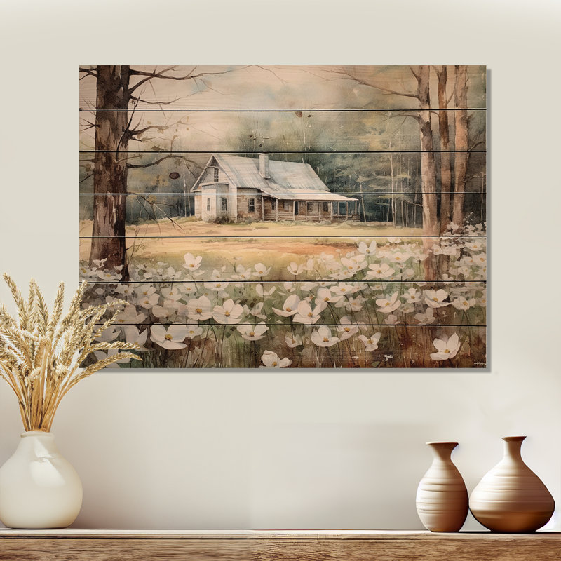 Biroutou Birouta à la ferme II sur bois imprimé, H 10 po x l 20 po x P 0,78 po
