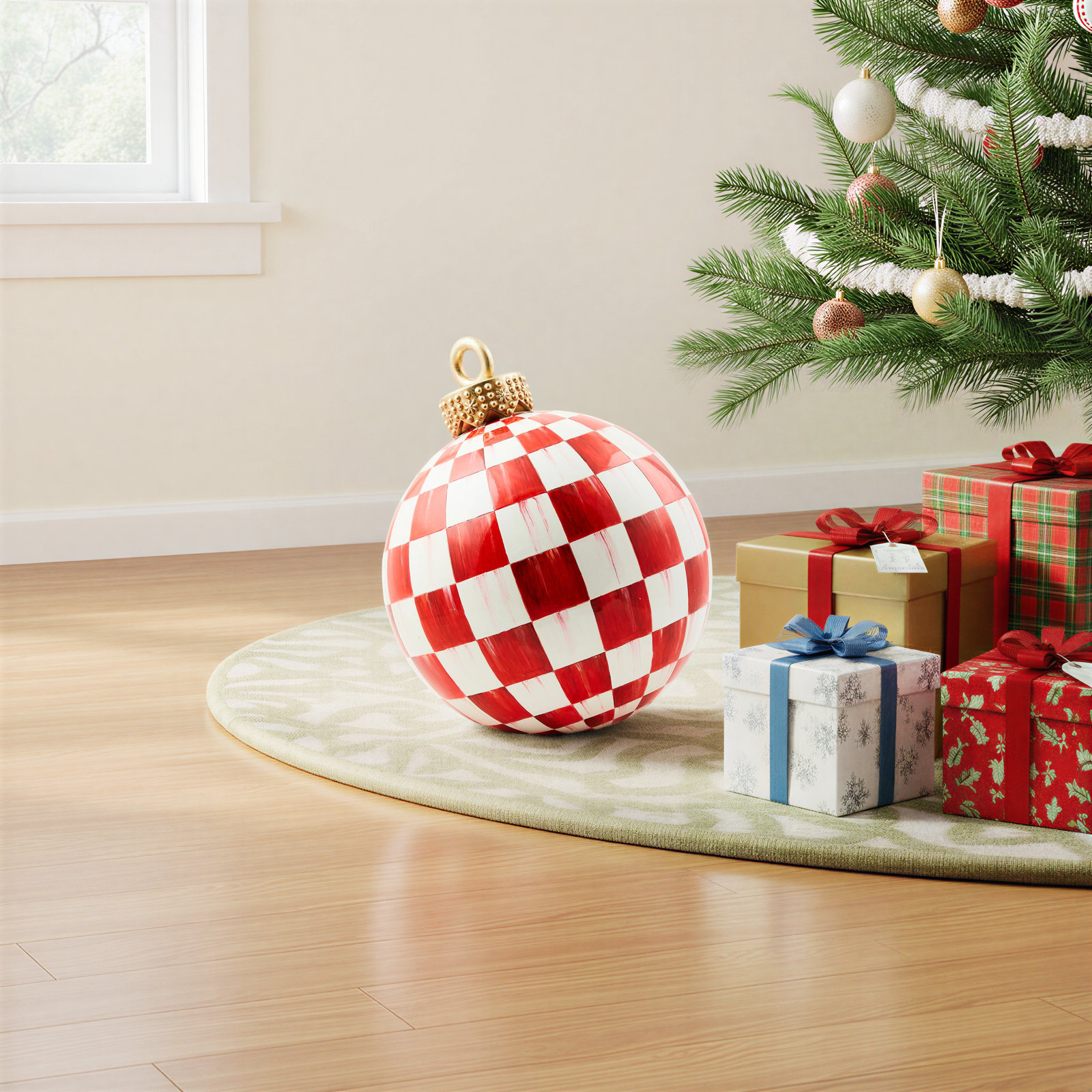 Red Check Tabletop Ornament