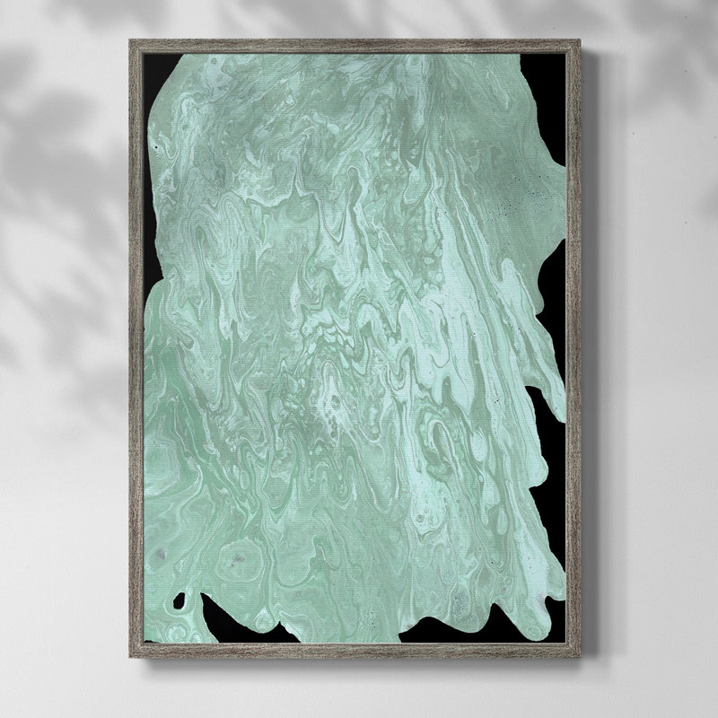 Teal Cascade II Framed Print - Solid Wood, 11" H x 9" W