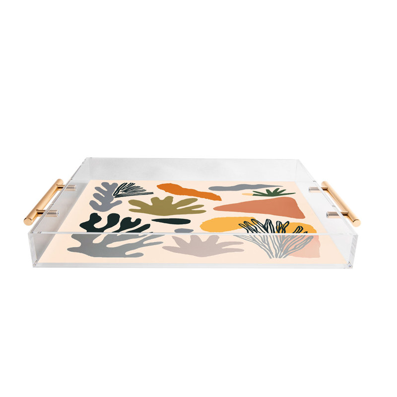 Cassidy Rae Marietta Swiss Cross Remix Acrylic Tray, Beige, Floral