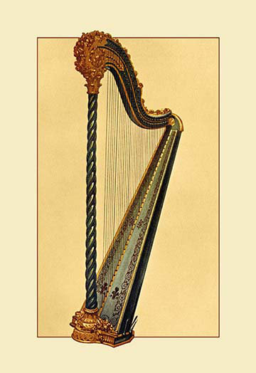Pedal Harp by Theodore Thomas - Unframed Print, 36" H x 24" W x 1.5" D