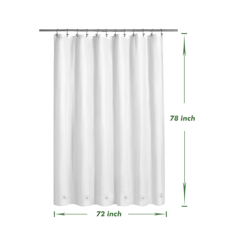 Doublure de rideau de douche imperméable 8G PEVA, Blanc, H 78 po x l 72 po