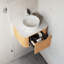 Meuble-lavabo mural 24 po avec lavabo en céramique, armoire de rangement pré-assemblée, comptoir en marbre artificiel blanc, robinet non inclus,-499031618