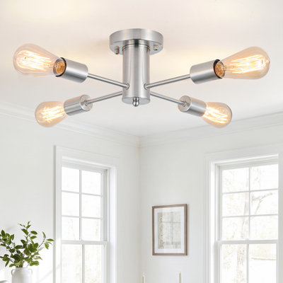 Plafonnier semi-encastré à 4 lumières de style sphérique Spoutnik à intensité variable de 17,5 po Bennefield