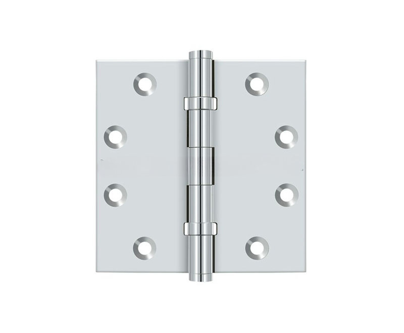 Deltana DSB45B26 4-1/2" x 4-1/2" Square Hinges, Ball Bearings in Polished Chrome Pair, Polished Chrome