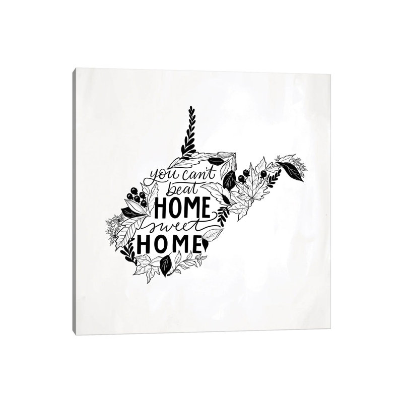 Home Sweet Home West Virginia B&W by Lily & Val - Wrapped Canvas Print, 30.48 cm H x 30.48 cm W