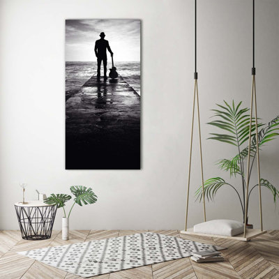 Guitarist On The Pier - Wrapped Canvas Print