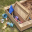 Kids Boat Sandpit with Seating and Cover