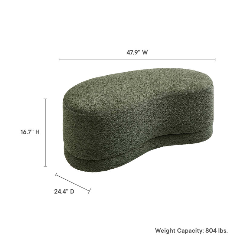 Nimbus Sage Green Chenille Curved Cocktail Ottoman Bench