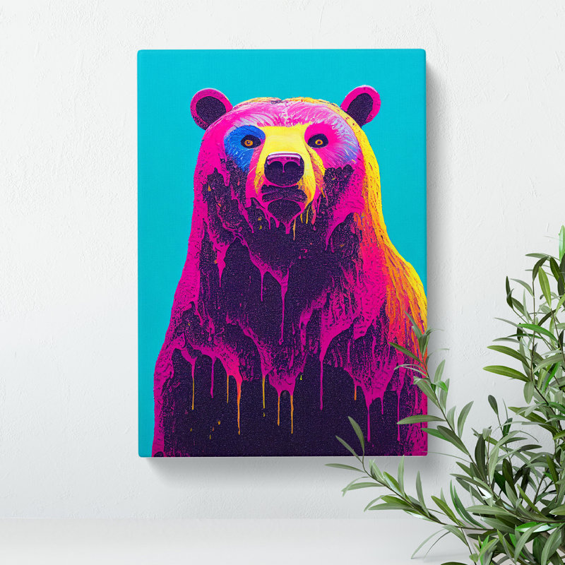 XV1022-4058X Splashed Bear No.4 Abstract - Print, Wrapped Canvas, 50cm H x 35cm W, No Matte