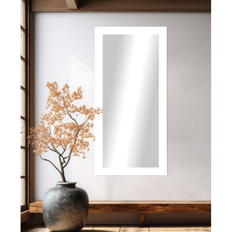Maci Eileen Engineered Wood Flat Wall Mirror, 33" x 78", Gloss White