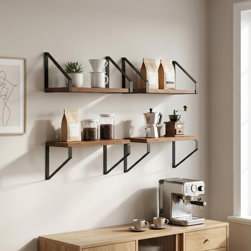 4 -Piece Steel Floating Shelf, 15.5 cm H x 30 cm L x 16 cm D