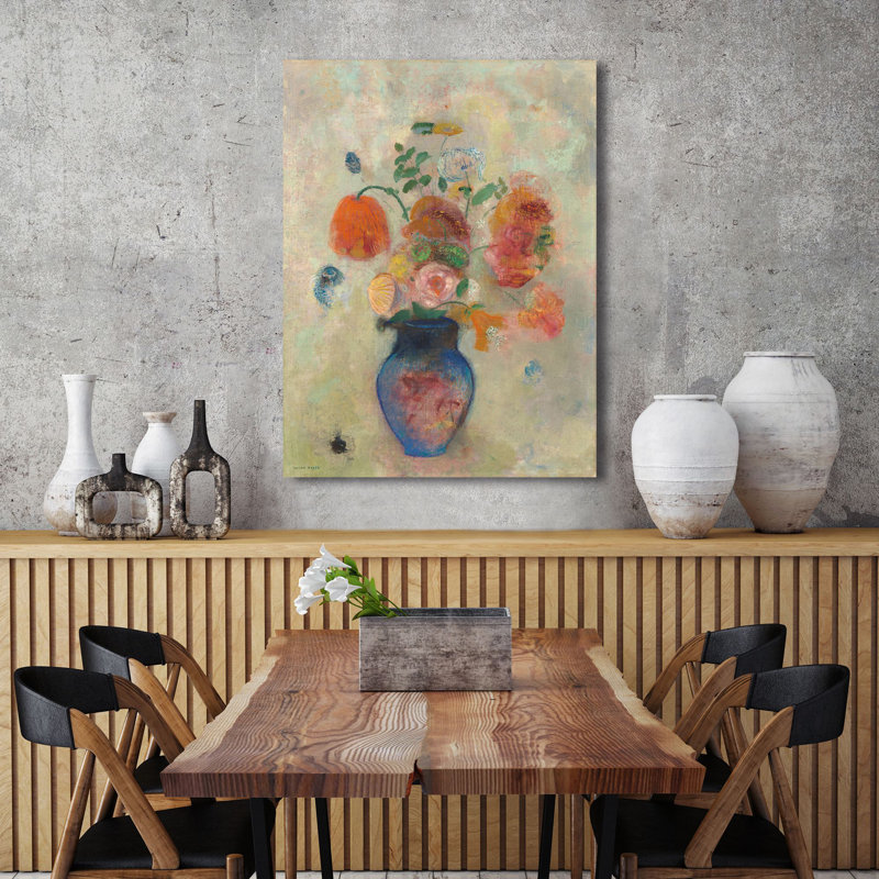 Large Vase With Flowers by Odilon Redon - Wrapped Canvas Painting, 100cm H x 70cm W x 4cm D