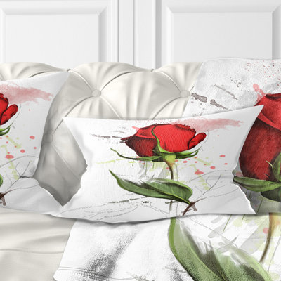 Coussin lombaire décoratif à la main floral rose