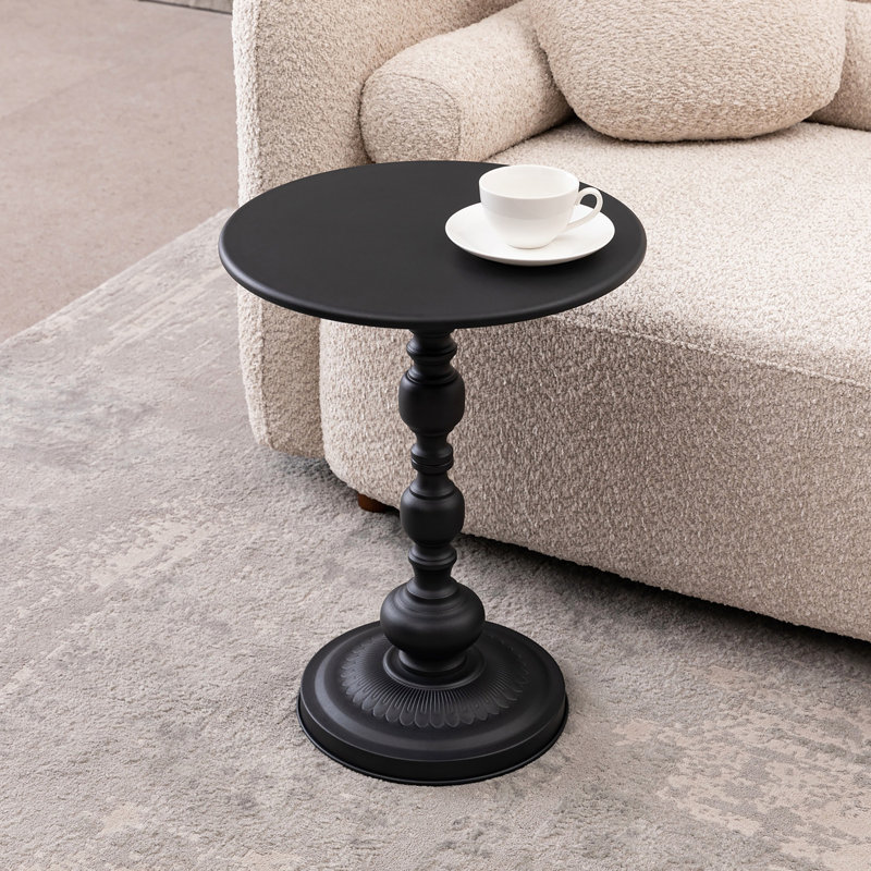 Table de bout Viviers, table d'appoint ronde pour table de chevet et table d'appoint décorative, Noir