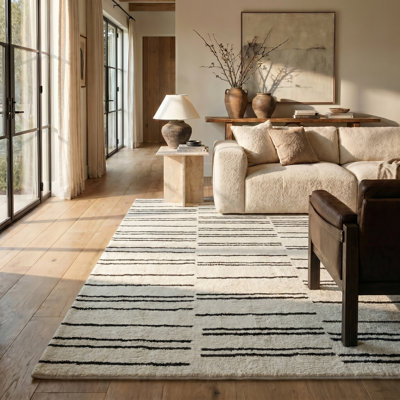 Tapis d'intérieur crème abstrait à motif de branches Tapis Alinda