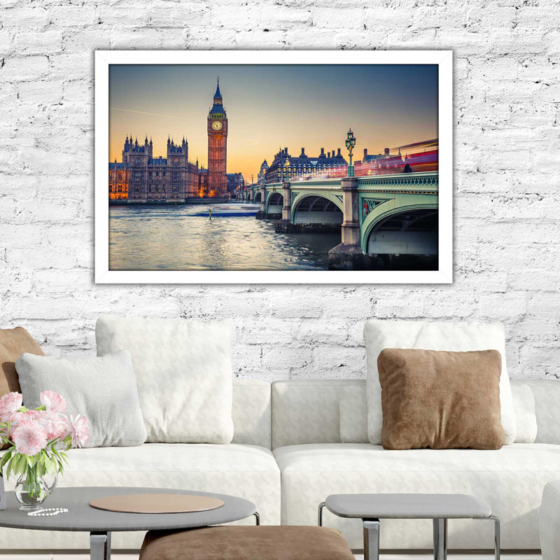 «Big Ben», reproduction de photo encadrée, H 33,5 po x l 49,5 po x P 1 po, Cadre blanc