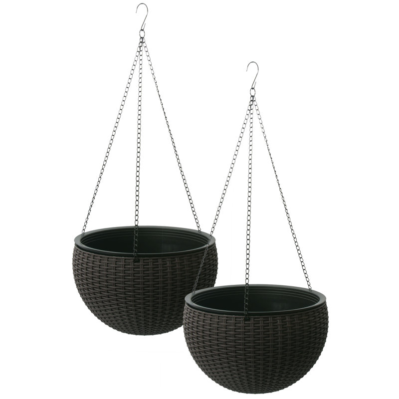 Wicker Self-Watering Resin Hanging Planter