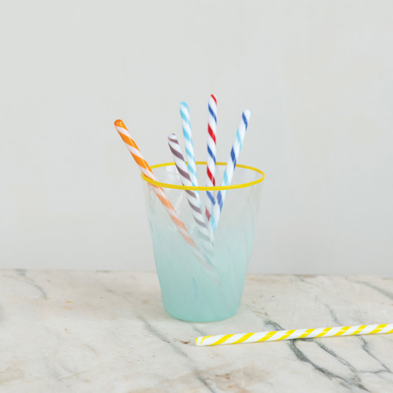Multicolore, ensemble de 6 bâtonnets à cocktail en verre avec rayures