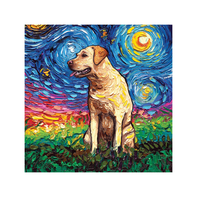 Labrador Night II by Aja Trier - Painting on Canvas, Wrapped Canvas, 45.72 cm H x 45.72 cm W x 3.175 cm D