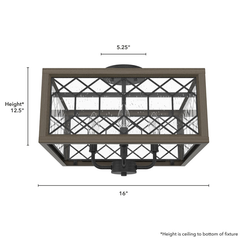 Chevron 4 Light Semi Flush Mount, Rustic Iron