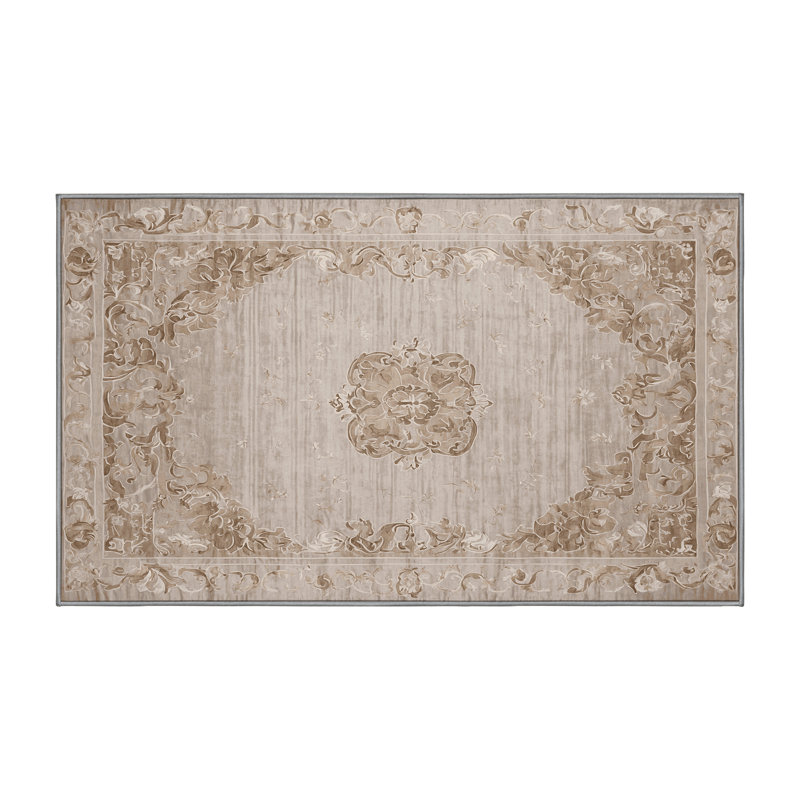 Machine Washable Gray Area Rug, Rectangle 4' x 6'