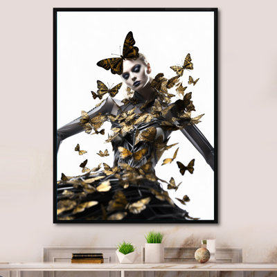 " Contemporary Glam Butterfly Woman In Black "