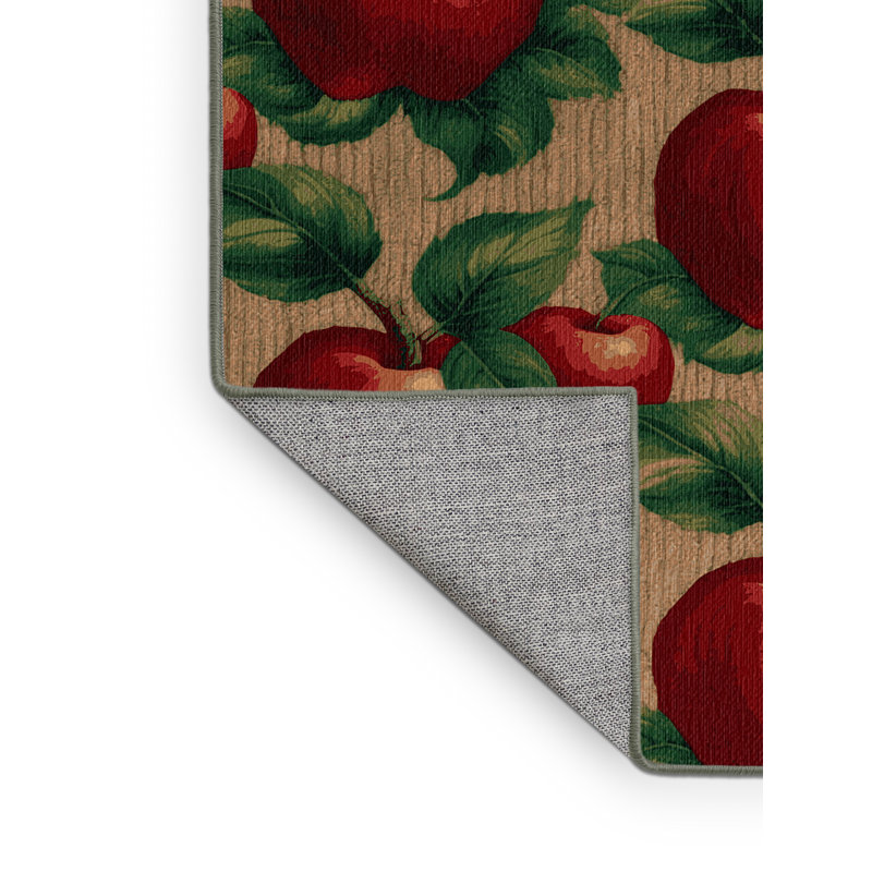  Tapis lavable avec pomme et fruits roses, Carré 4 pi