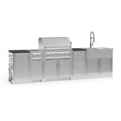 Outdoor Kitchen Signature Series 10 Piece Cabinet Set with 36 in. Natural Gas Platinum Grill -  NewAge Products, 69119