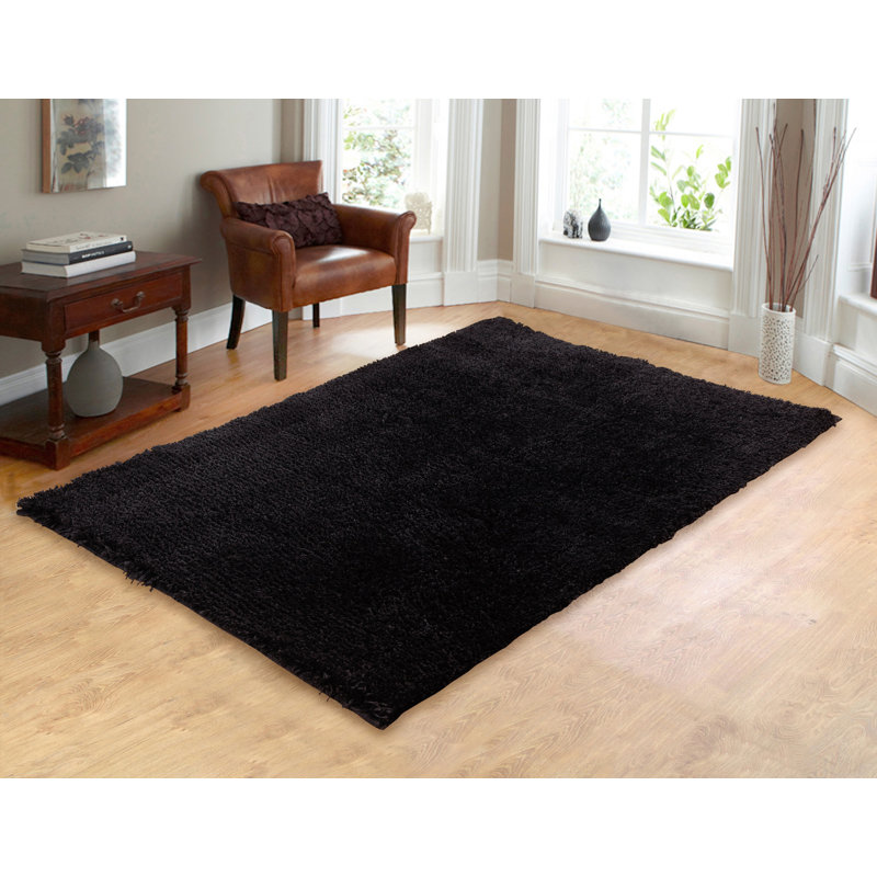 Tapis noir à poils longs Headrick, Rectangle 7 pi 3 po x 9 pi 3 po