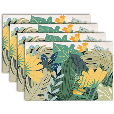 4-Piece Polyester Rectangle Dining Table Placemat
