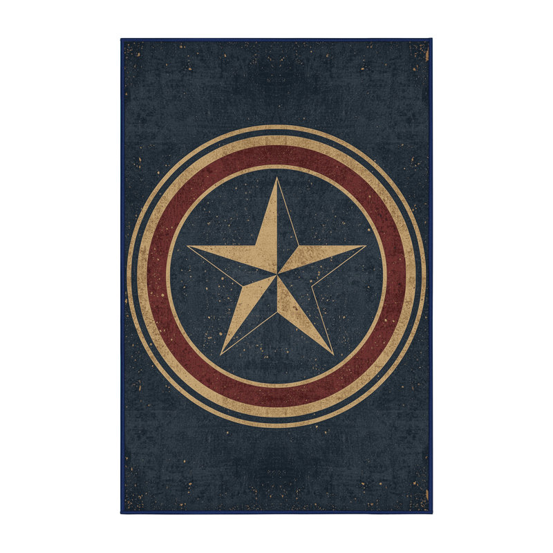 Soft Plush Fairweather July 4Th Modern & Contemporary Abstract Area Rug in Gray – Navy Binding, 8x12
