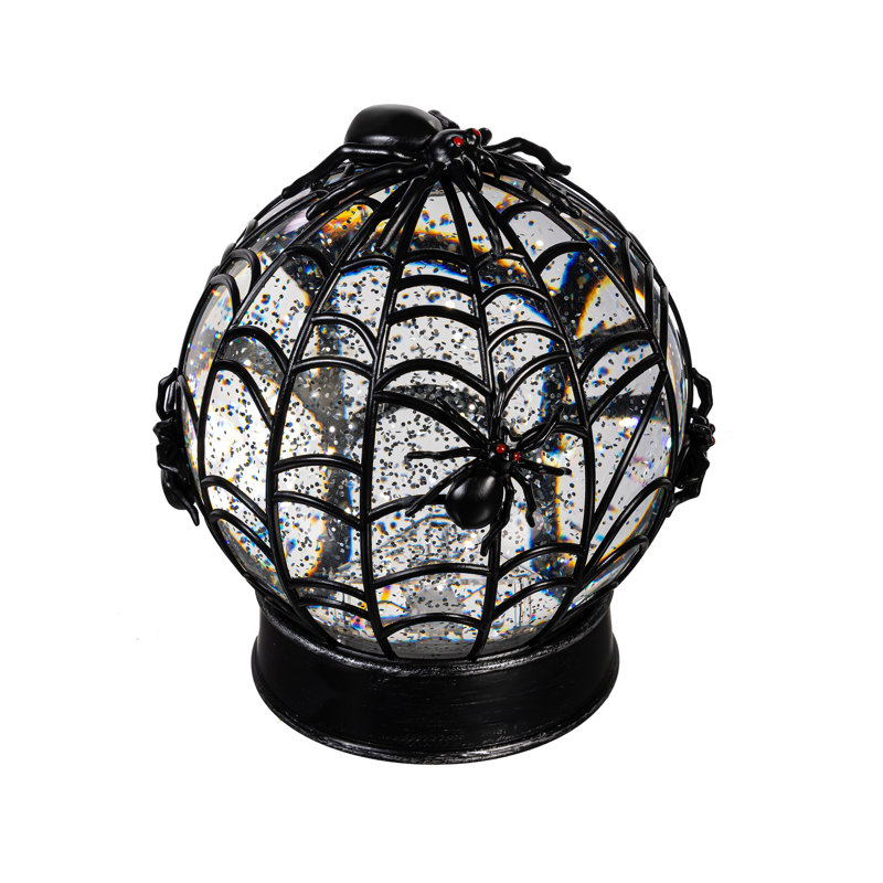 Spooky Spider Web Halloween LED Snow Globe with Timer