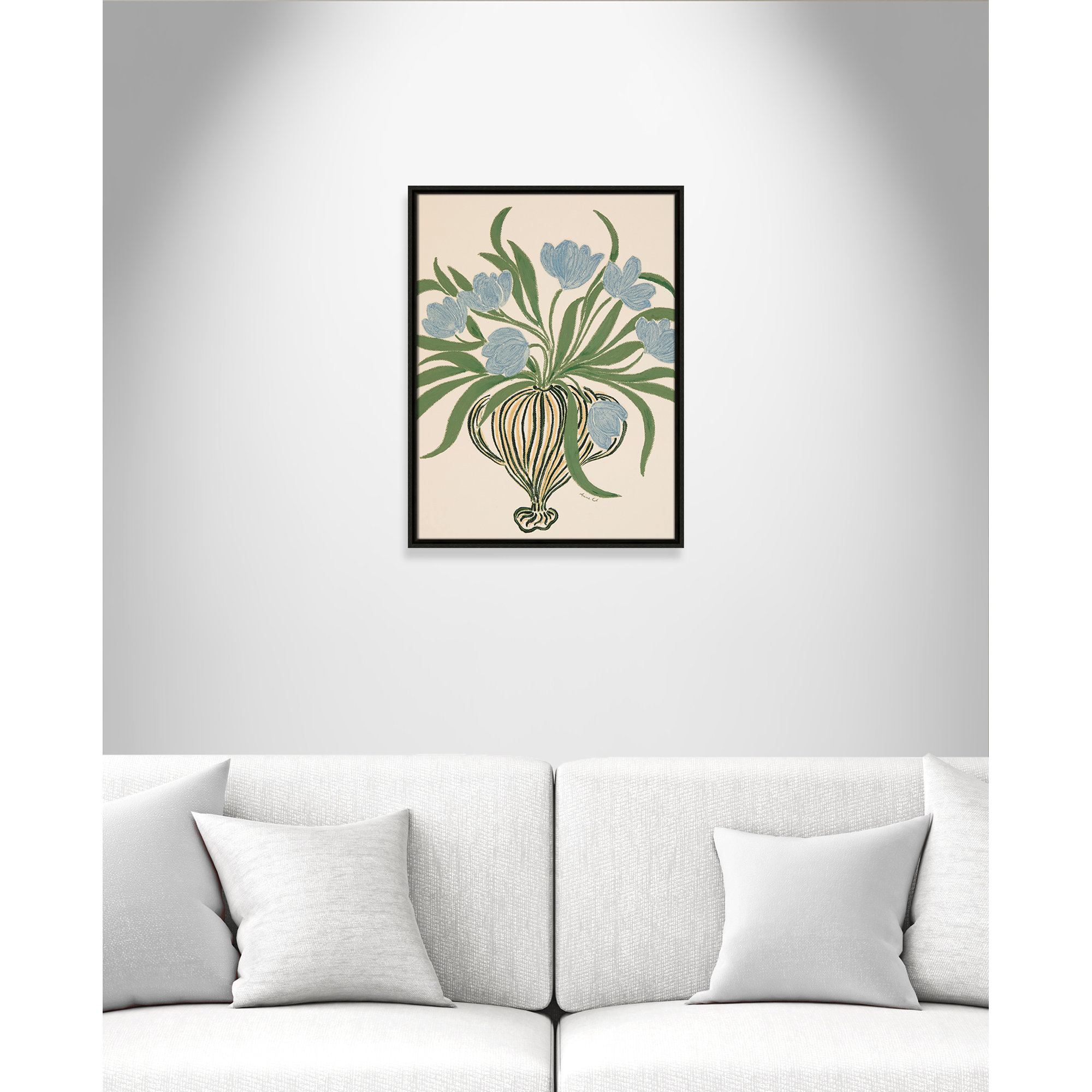 La Poire Blue Tulips Print by Camilla Bergqvist, Espresso, 25.5" H x 19.5" W