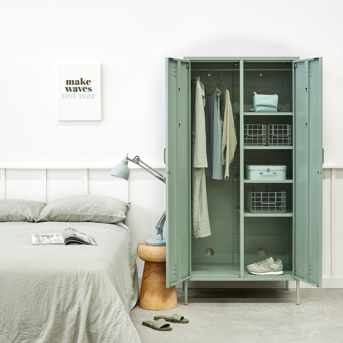 Mustard Made The Twinny Wardrobe Locker, Sage