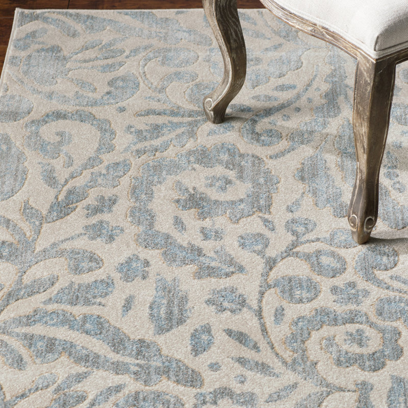 Tapis brume en jute à motif floral Smartt, Rectangle 5 pi 3 po x 7 pi 6 po
