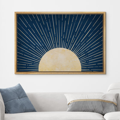 «Blue Sun Rays», reproduction d'art sur toile encadrée simple