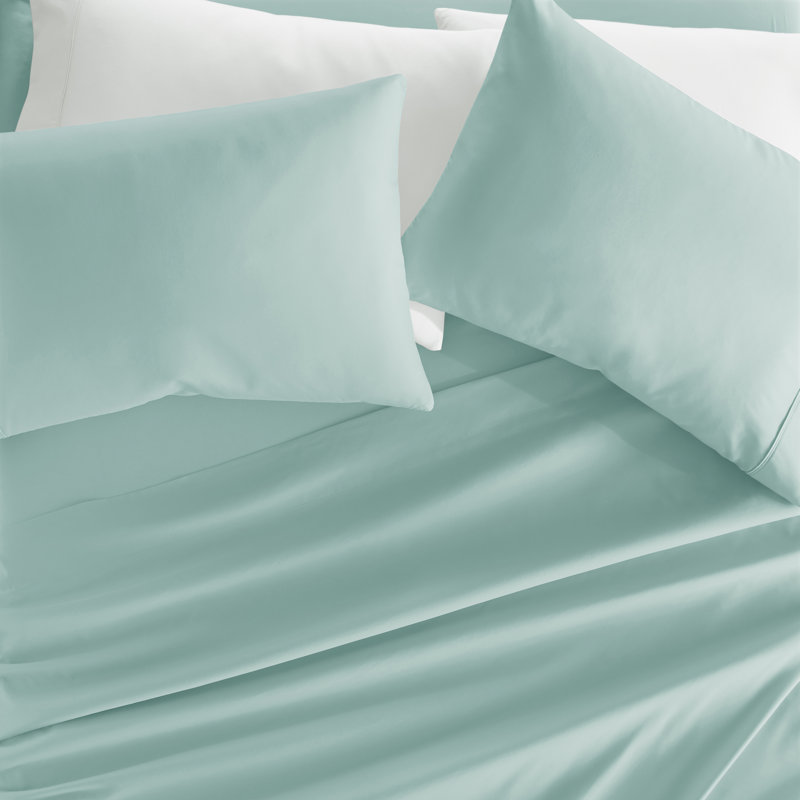 Sateen Double Brushed Microfiber Sheet Set, Sky Blue, Twin XL Sheet Set + Fitted Sheet + 1 Pillowcase