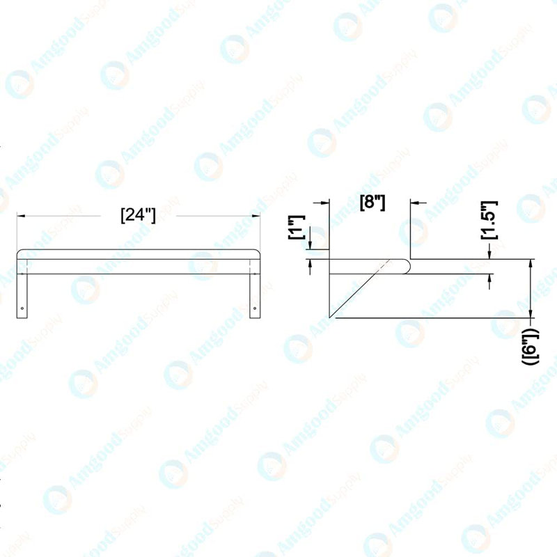 Metal Bracket Shelf, 7" H x 24" W x 8" D